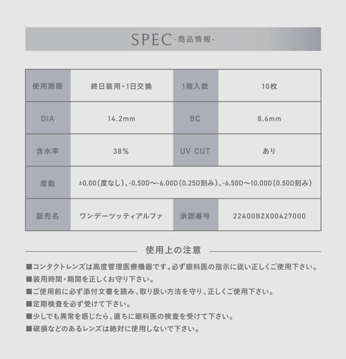 ルミエユーの商品規格