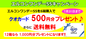 エルコンワンデー55を6箱購入でクオカード500円分プレゼント